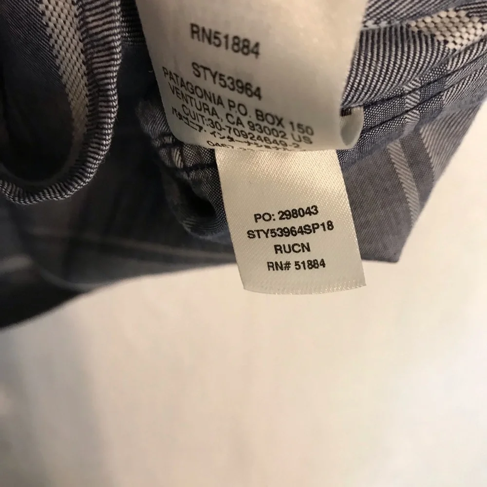 Patagonia Worn Wear Men's blue‎ stripe short sleeve Fezzman Shirt size large